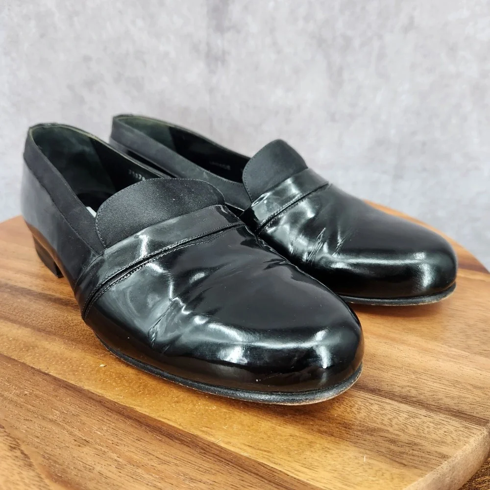 Mezlan Loafers Mens 9 W Mirage Black Patent Leather Slip On‎ Tuxedo Dress Shoes